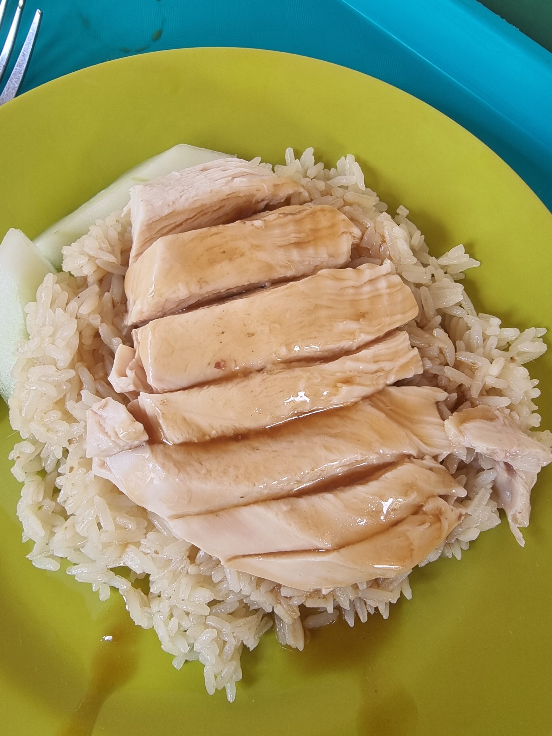 Anthony's Hainanese chicken and rice at center Tian tian Maxwell Hawker