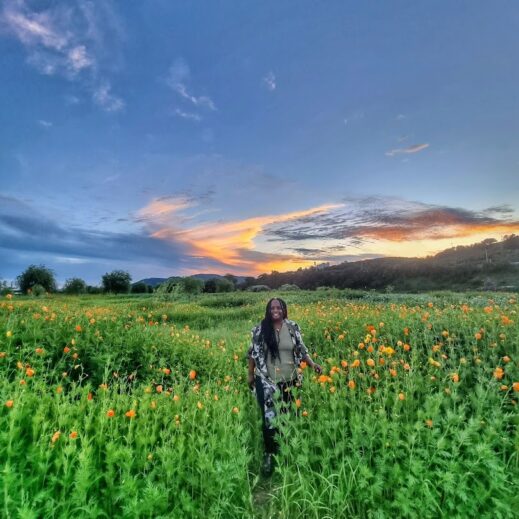 Military spouse walking thru field-Vacation habits at home