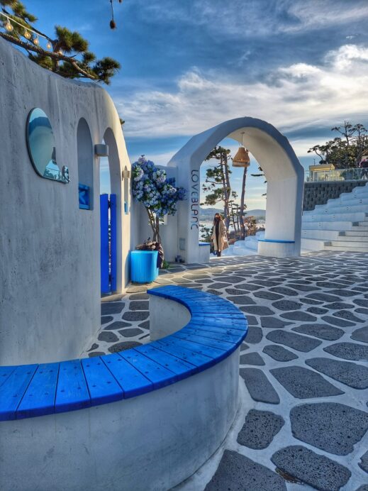 Pohang Cafe  stone walkway arches at Loveblanc Cafe