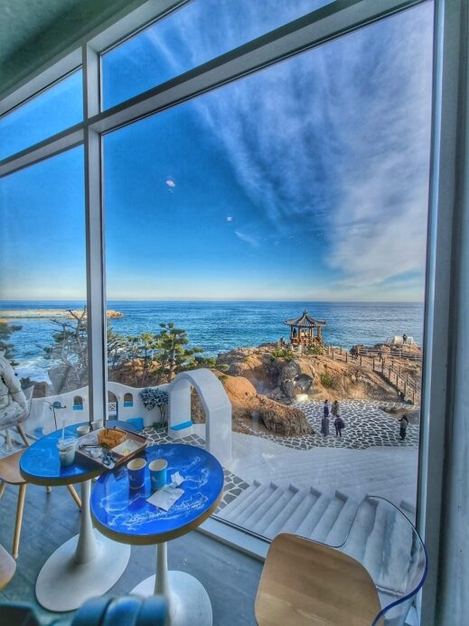 Loveblanc Cafe snacks with view from inside