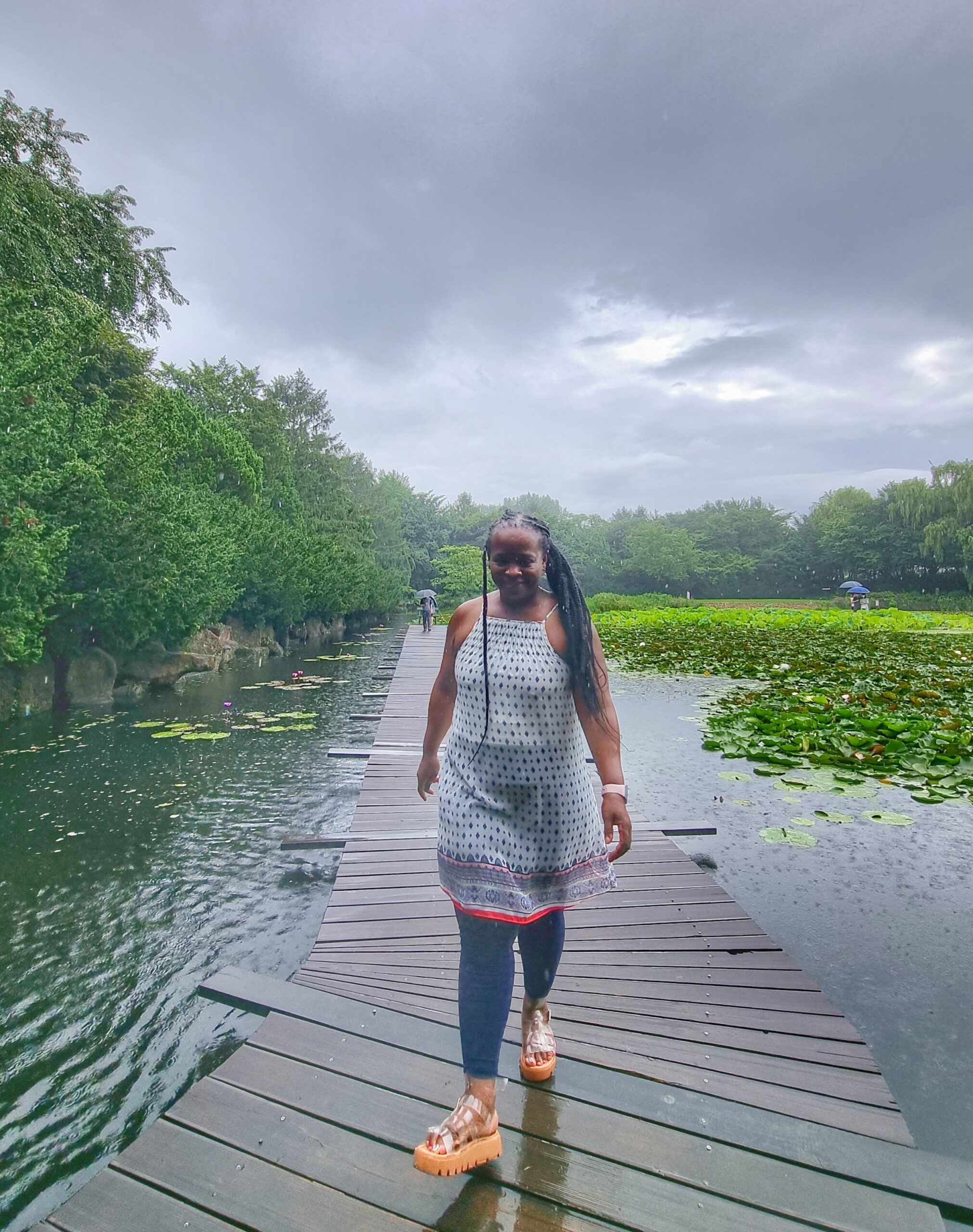 Paju Byukchoji Gardens waterfall and rain