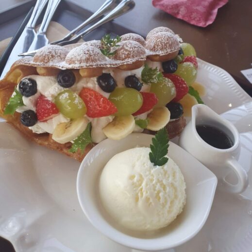 pastry and ice cream at Brique Rouge cafe brunch rooftop
