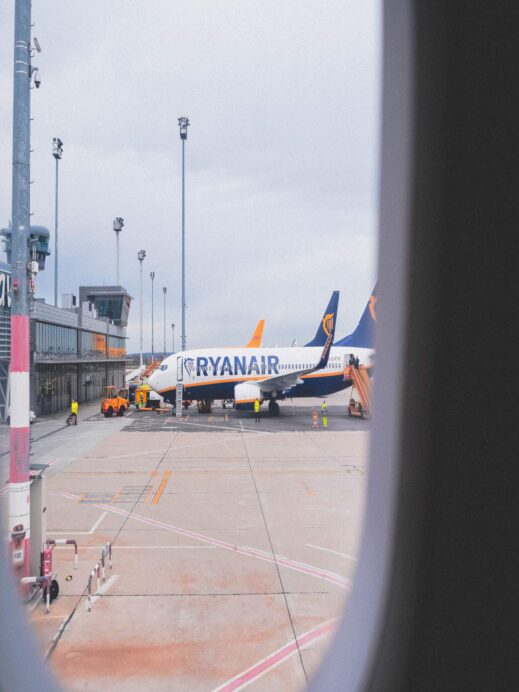 Ryanair plane thru window