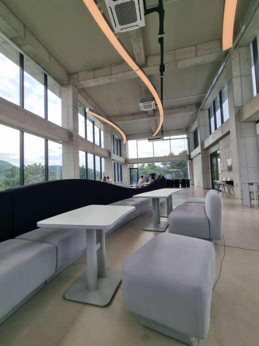 Landscape Cafe tables in the lobby