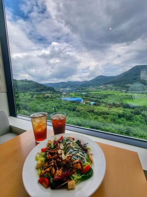 Cheongdon Objeto Cafe Grilled Chicken Salad with view