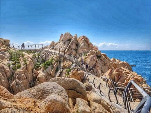 Beautiful bridge connecting rock formations in Ulsan