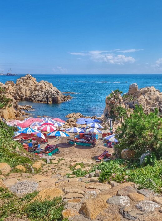fishing village for lady divers selling abalones, sea urchins, and seaweed