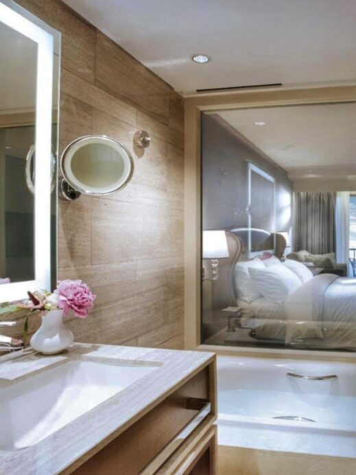 Military spouse on Paradise Hotel Haeundae Beach Paradise Hotel bathroom