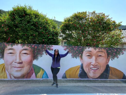 Purple Island two headed tree mural