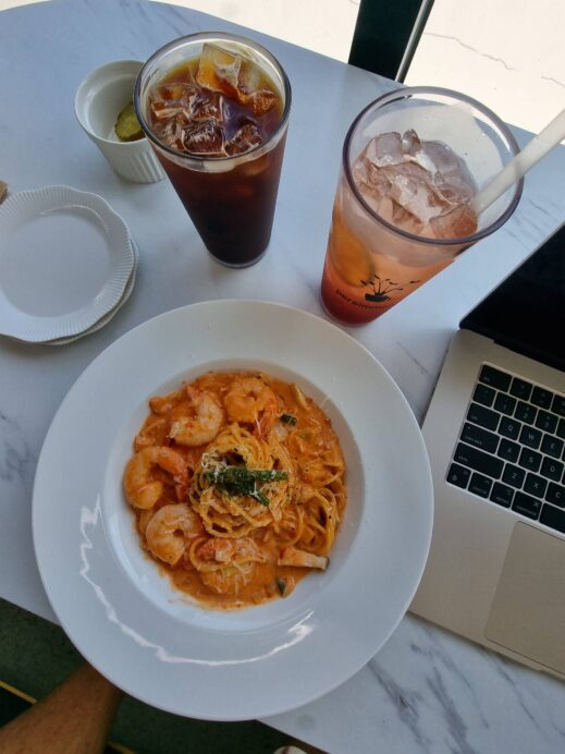 Persimmon9 Rose and shrimp pasta