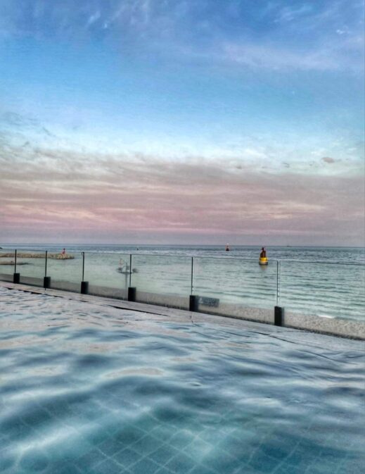 Sunset View of the beach from the paradise-hotel-on-Haeundae-beach/