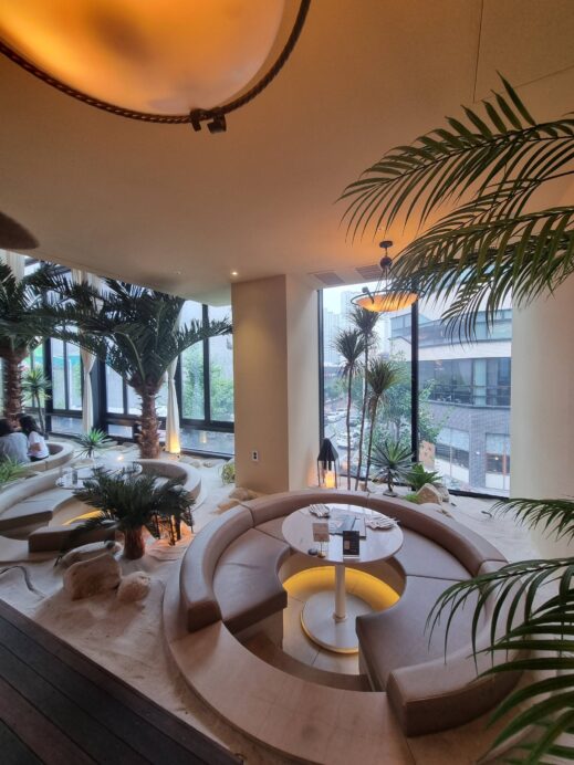 seats in the water at Lounge OIC and Cafe 