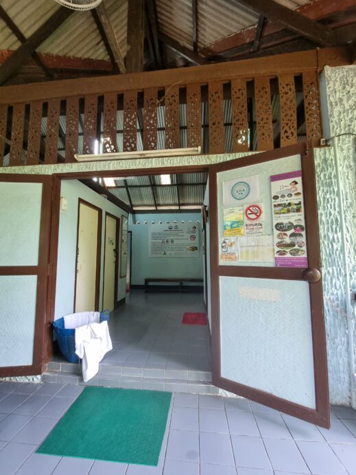 door at the private baths room for women