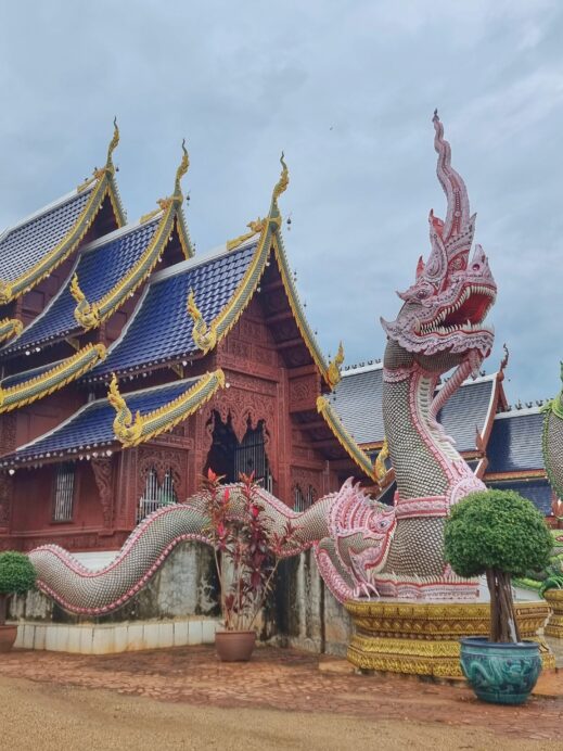 Pink Naga Serpent at Wat Ban Den Temple- Thailand Travel Guide
