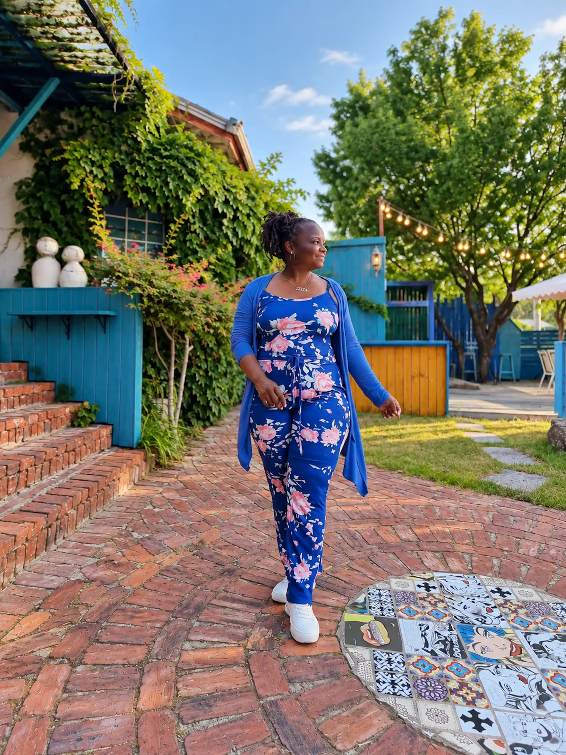 Coffee in Pottery, Stacey, Seongju, blue jumpsuit