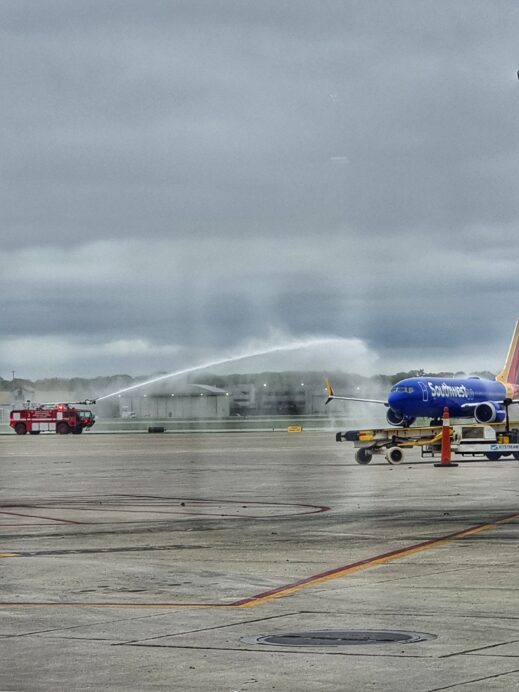 Fire truck water salute
