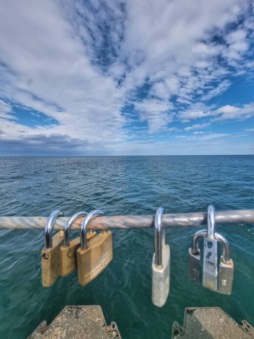 Love locks at Charlotte Beach