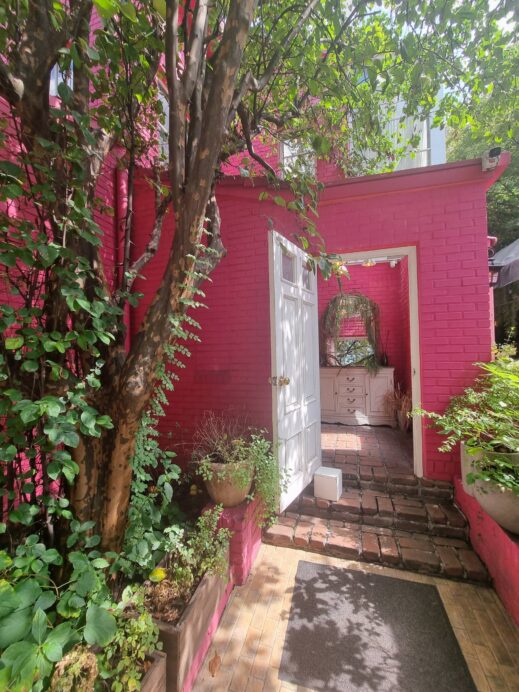 Mediterranean Flair pink entrance