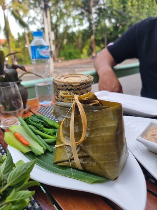 Banana leaf Tuk tuk food tour Laos
