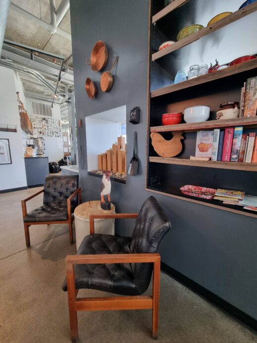 Scenic Route Bakery weekend in Des Moines leather chairs