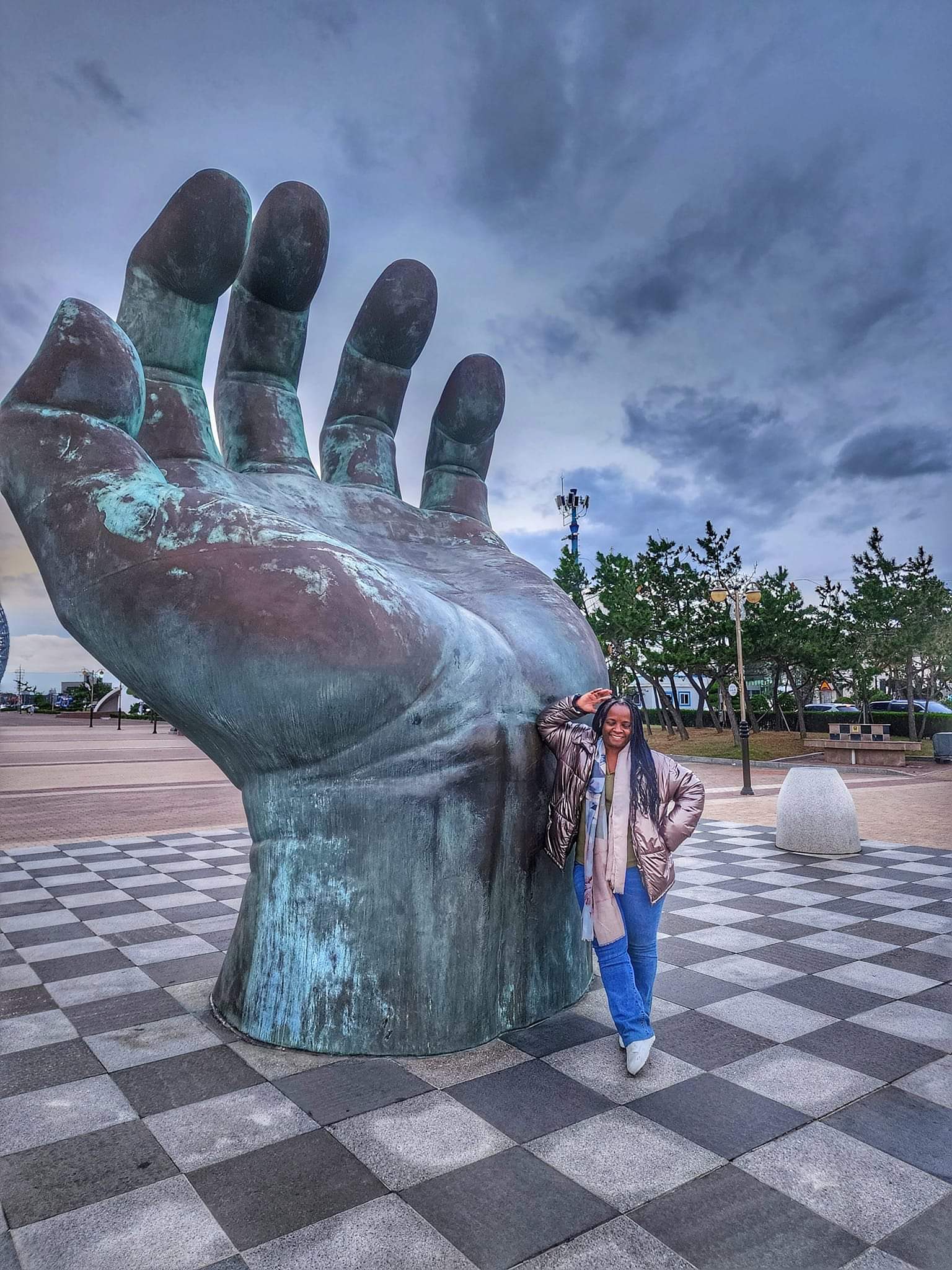 Stacey in Pohang Hand of Harmony