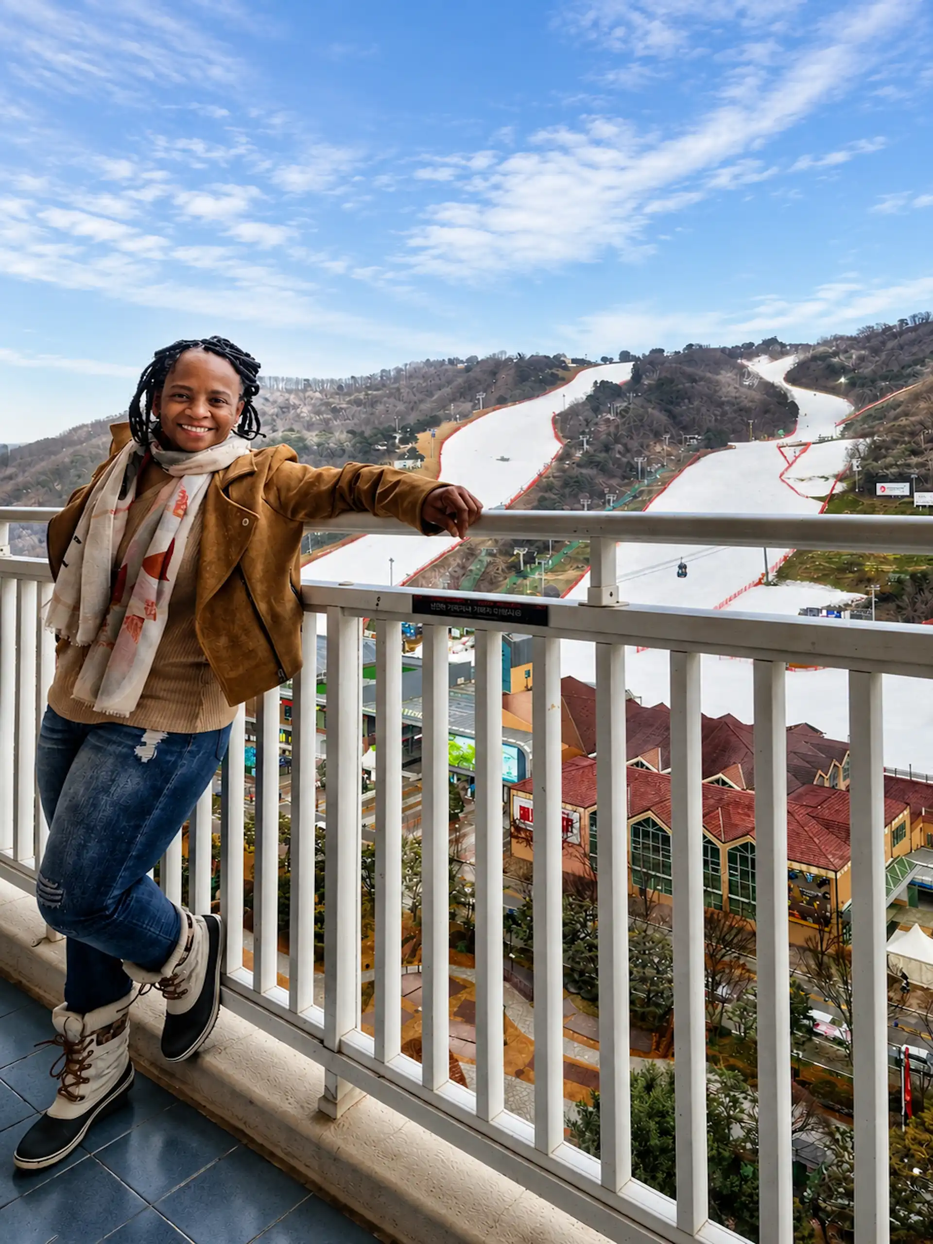 Stacey skiing Vivaldi Park Ski Resort South Korea