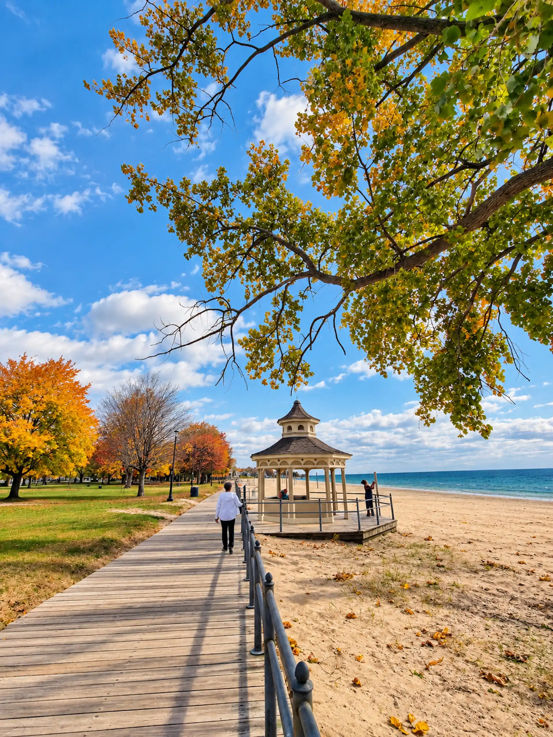 Charlotte Beach, Rochester, gazebo, mom