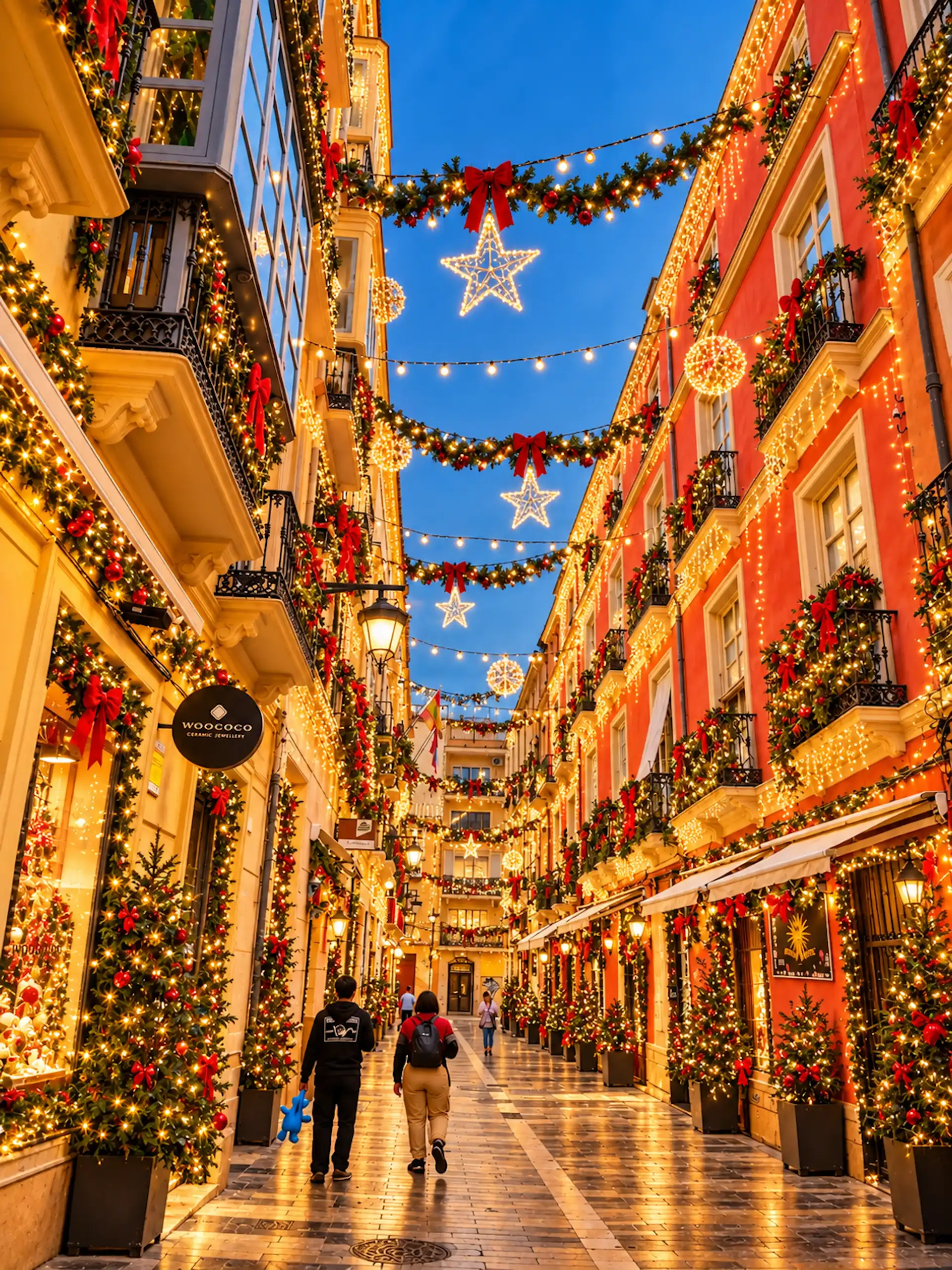 Malaga at Christmas, Andalucia, holiday, decorations