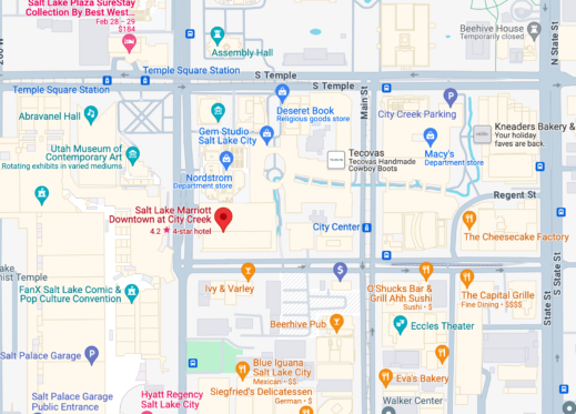 Map of Downtown Salt Lake City Marriott Hotel