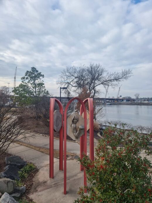 Red sculpture at River Park in Little Rock