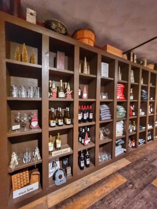 cabinets of wine displayed