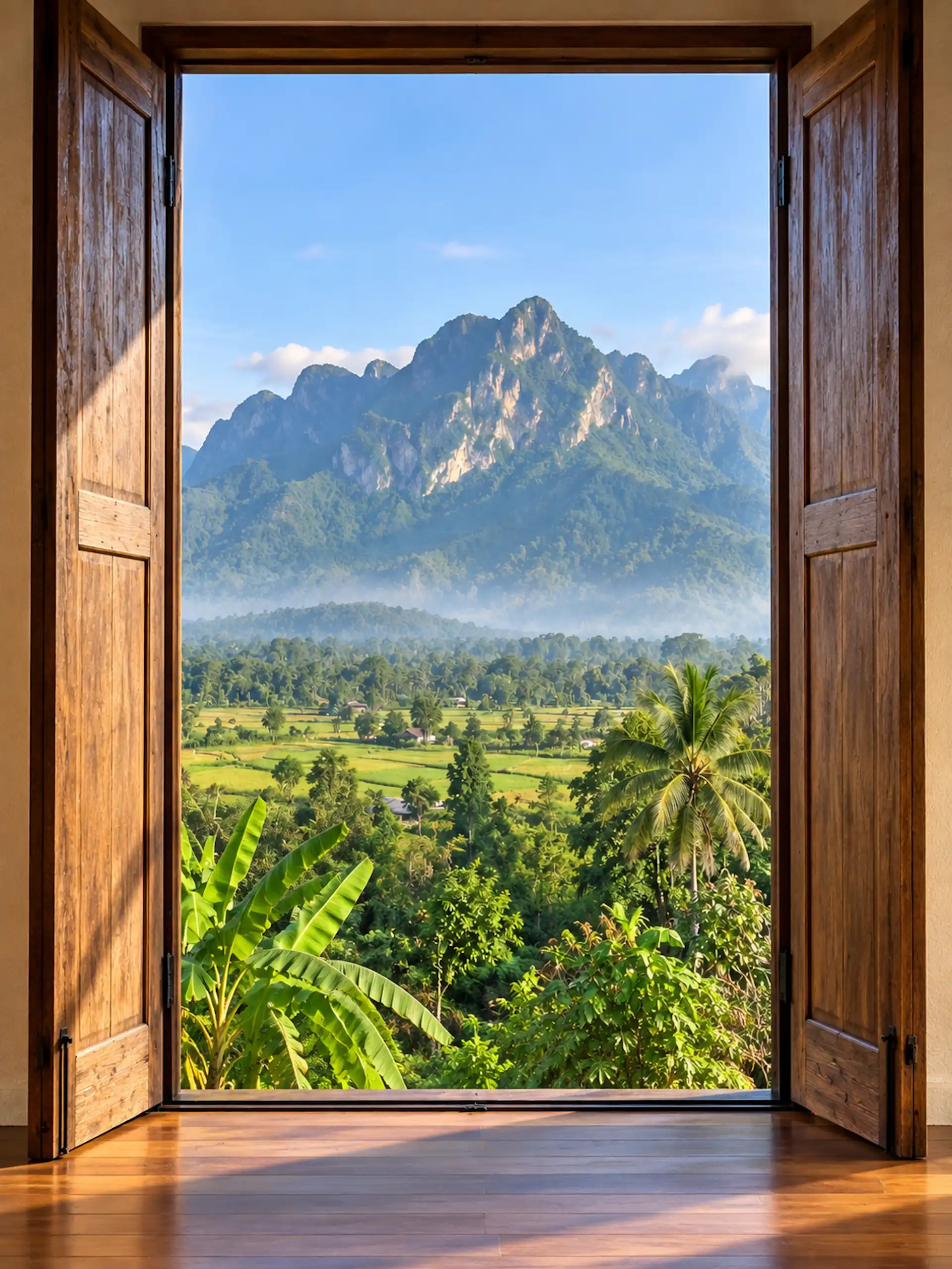 Chiang Dao Through Teak Shutters