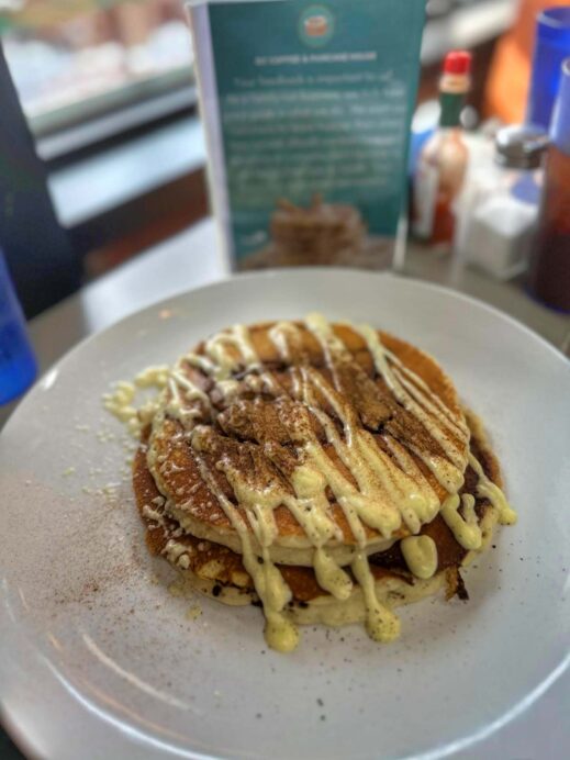 Cinnamon roll pancakes