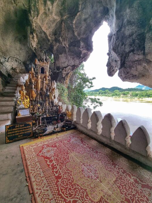 Mekong River cave red carpet