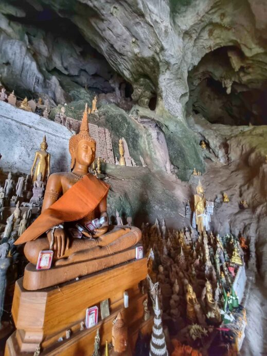 Mekong River orange shawl buddha