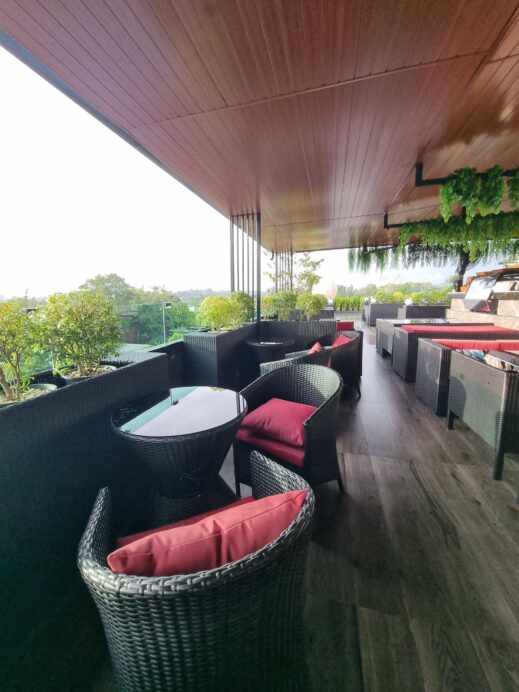 Rooftop seating at The View Hotel in Chiang Dao