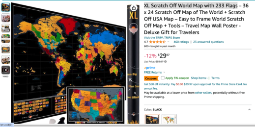 Scratch Off World Map Poster And Deluxe United States Map – Includes  Complete Accessories Set & All Country Flags – Premium Wall Art Gift for