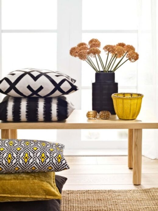 Yellow accessories pillows