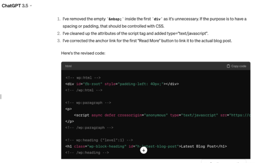 ChatGPT HTML Code