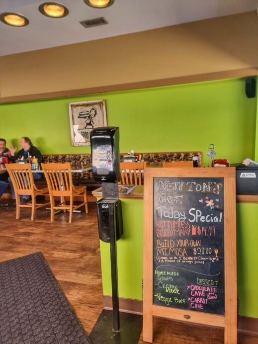 Newtons lime green walls