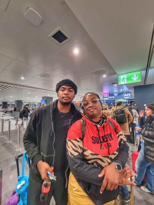 Ashley and Kamren Rome airport