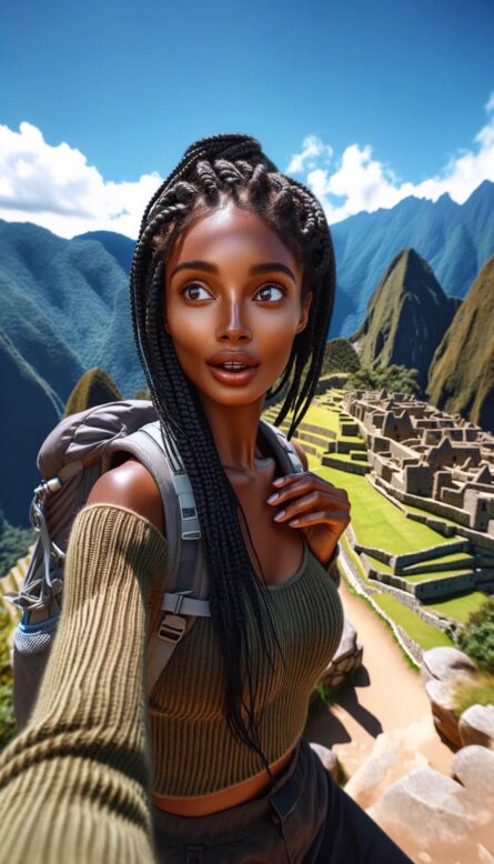 Black woman at Machu Picchu