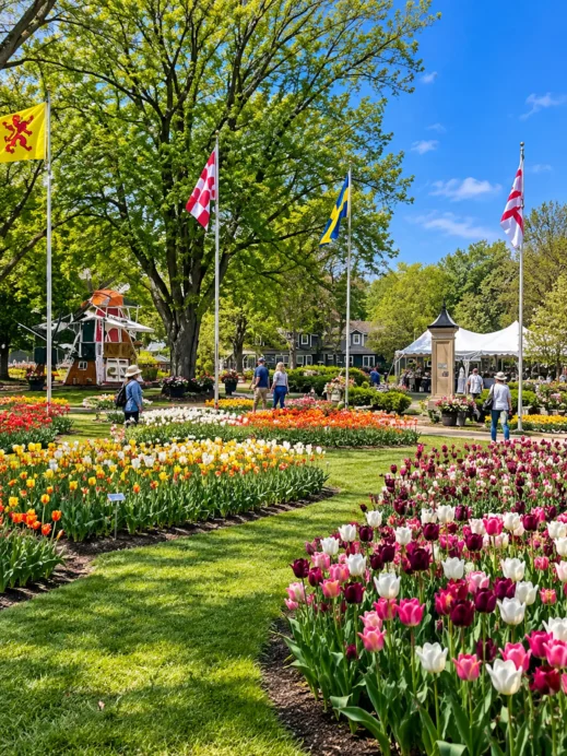 Orange City Tulip Festival beds, flag
