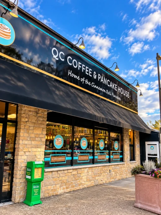 QC Coffee Pancake House Exterior newspaper