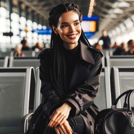 returning to Rome- black girl with duffelbag