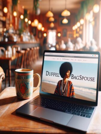 duffelbagspouse laptop at cafe- featured image