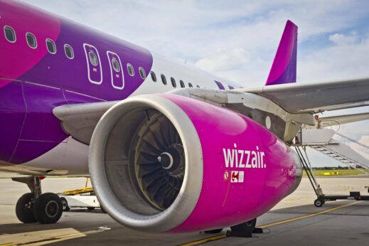 Wizzair airplane on the airport
