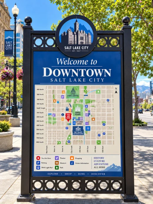 Salt Lake City Downtown Map Kiosk