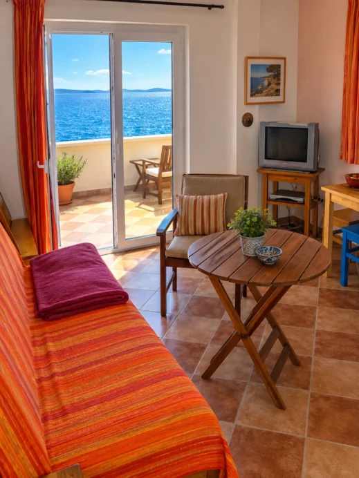 Zadar, Croatia, orange, livingroom, sliding door,VRBO