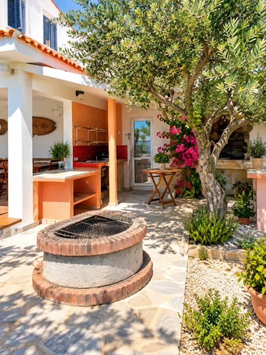Zadar, Patio with Brick Fire Pit